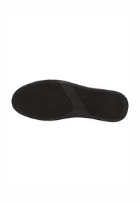 Suela de zapato de goma negra con superficie texturizada, que presenta un patrón de espiga y un punto de flexión central para una mayor flexibilidad.