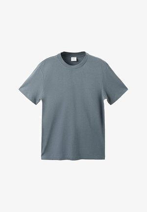 T-shirt met korte mouwen en ronde hals in een zachte blauwe kleur. Gemaakt van glad katoen, met een losse pasvorm en zonder zichtbare logo's of patronen.