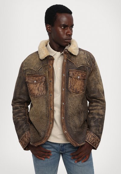 Polo Ralph Lauren WESTERN LINED SHIRT - Leather jacket - brown earth