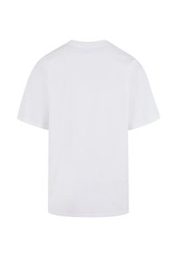 White cotton short-sleeve T-shirt, relaxed fit, crew neck, smooth texture, no patterns or accents; view shows the back side.