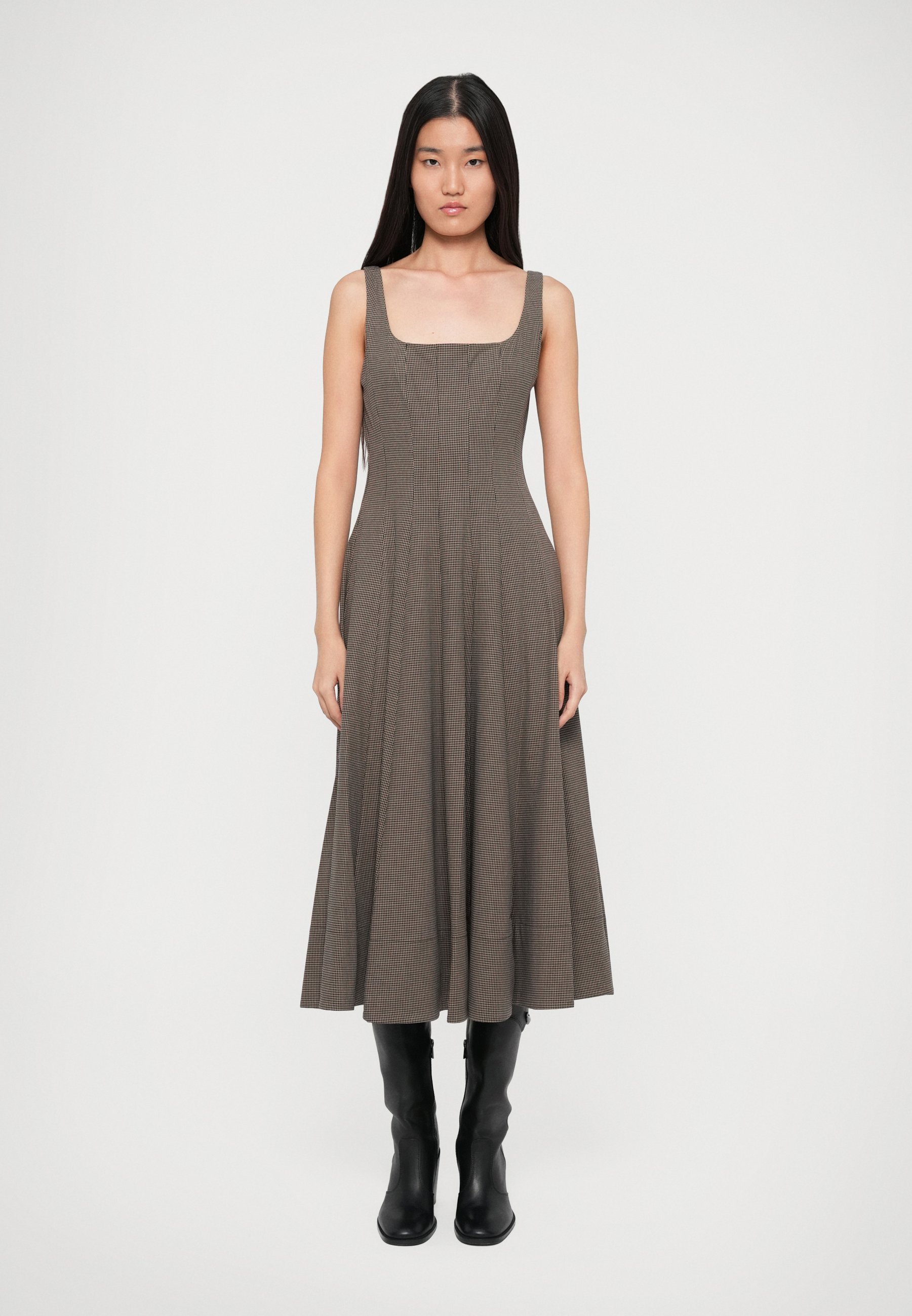 STAUD WELLS DRESS - Day dress - houndstooth/mottled brown - Zalando.ie