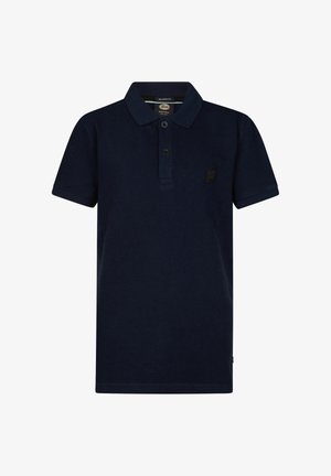 Námořnicky modrá polokošile s krátkým rukávem, se zapínáním na dva knoflíky a malou černou nášivkou s logem na levé straně hrudi.