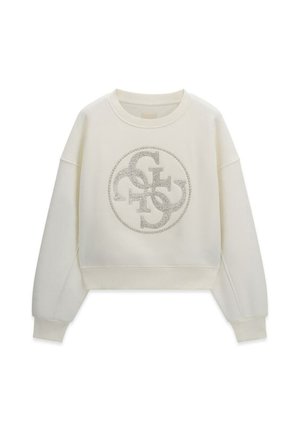 Guess, CN 4G ROUND LOGO RHINESTONES P - Sudadera - g cream white