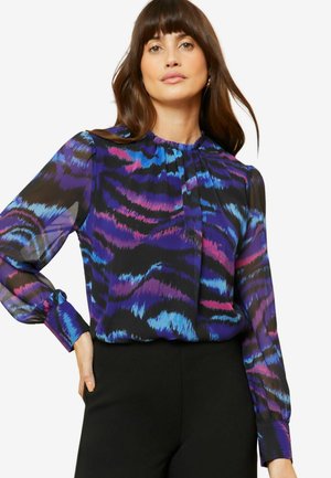 Love & Roses RUCHED HIGH NECK REGULAR FIT - Bluse - blue animal