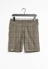 Shorts i en olivgrön rutigt mönster, med klassisk skärning, två framfickor och knappstängning vid midjan.