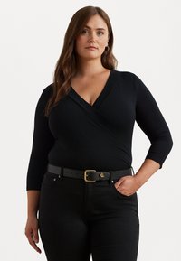 Lauren Ralph Lauren Woman - WRAP STYLE JERSEY TOP - Long sleeved top - black Thumbnail Image 1