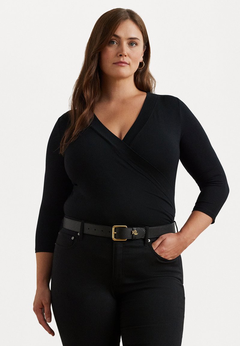 Lauren Ralph Lauren Woman - WRAP STYLE JERSEY TOP - Long sleeved top - black, Enlarge