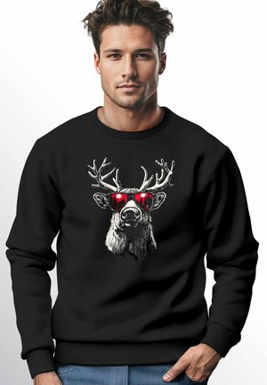 AUFDRUCK RENTIER SONNENBRILLE WEIHNACHTS - Sweatshirt - schwarz