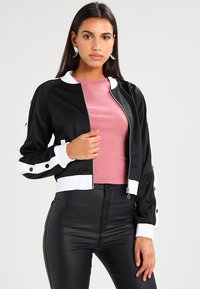 Urban Classics - LADIES BUTTON UP TRACK JACKET - Blouson Bomber - black/white Image miniature 1