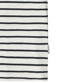 White fabric with evenly spaced horizontal black stripes and a small white tag labeled "SCENTS" on the right edge.