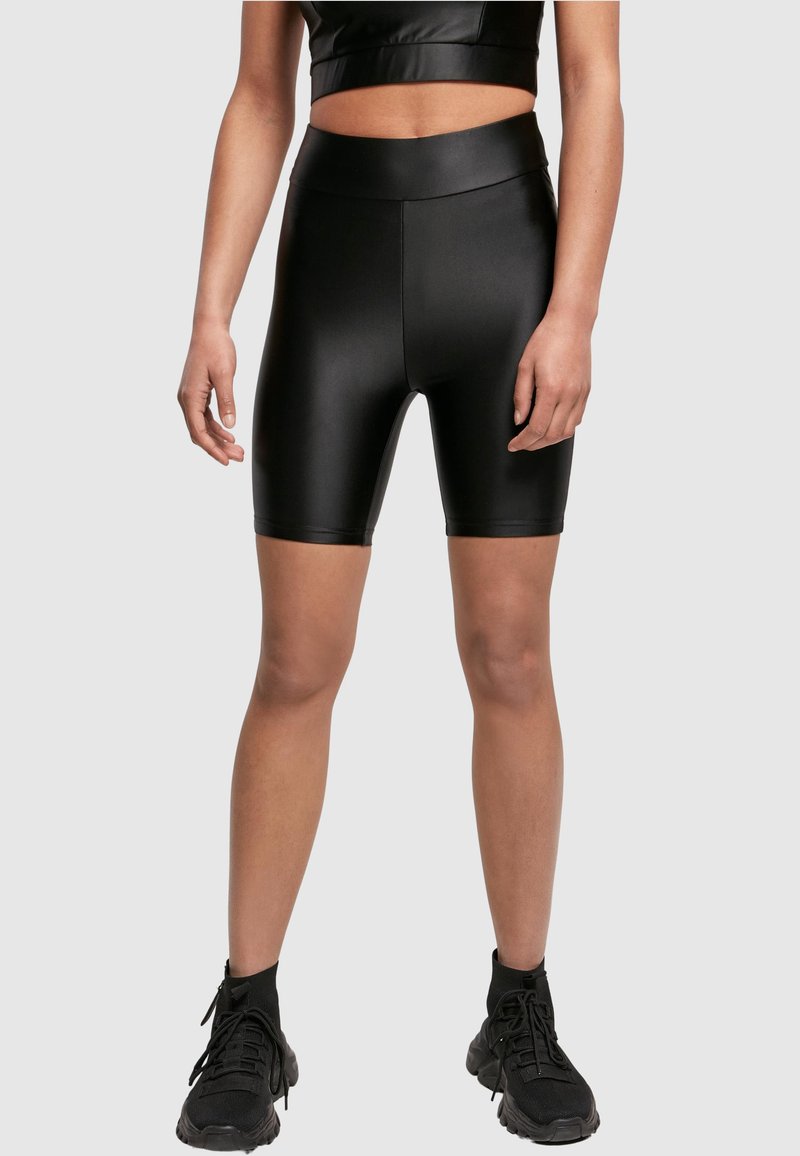 Urban Classics LADIES HIGHWAIST SHINY METALLIC CYCLE SHORTS - Tajice-hlače - schwarz