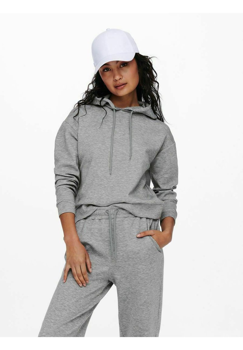ONLY Play ONPLOUNGE LIFE HOOD NOOS - Mikina s kapucí - light grey melange