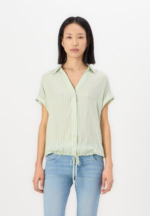 TOM TAILOR STRIPED SHORTSLEEVE - Button-down blouse - true green white