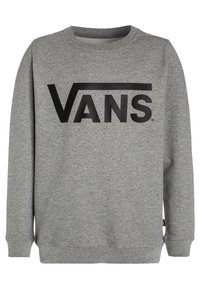 Grau sweatshirt aus einem Baumwoll-Mix, mit einem großen schwarzen "VANS"-Logo auf der Vorderseite. Gerippter Rundhalsausschnitt und Bündchen.