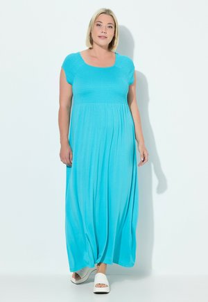 Ulla Popken GESMOKTE  CARRÉHALS - Gebreide jurk - deep aqua