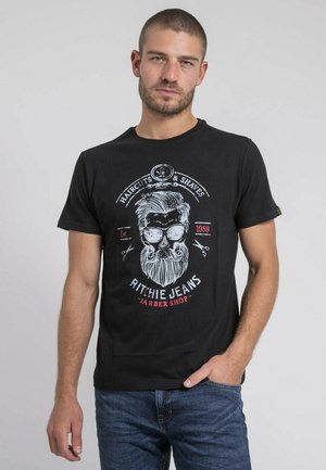 COL ROND PUR JUSIX - T-shirt imprimé - noir