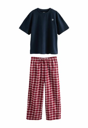 REGULAR FIT -  CHECK SET   - Nattplagg set - navy red