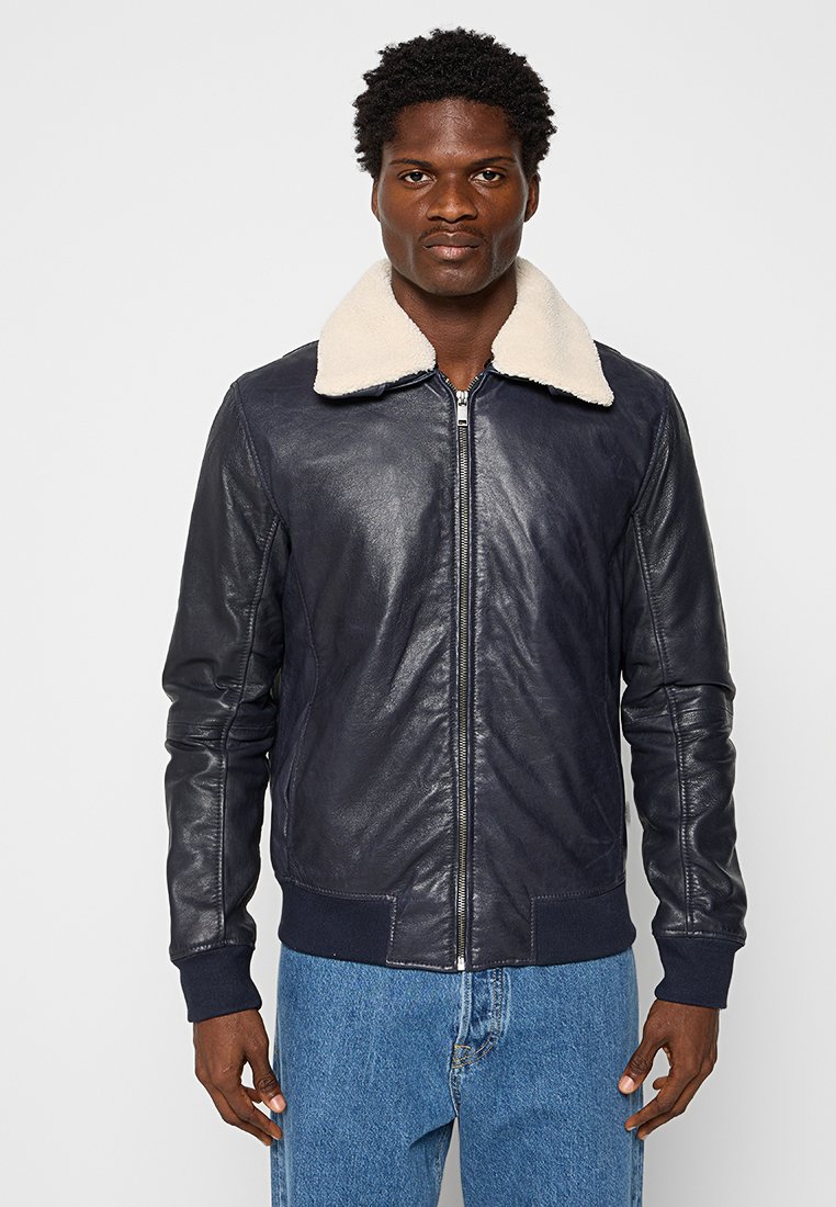 Lee Cooper Leren jas donkerblauw