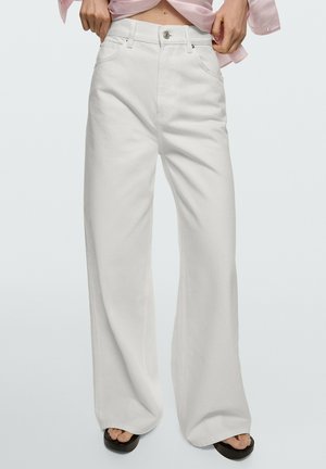 Massimo Dutti LOW-RISE WIDE-LEG STRIPED TROUSERS 05052852 - Wide Leg - white