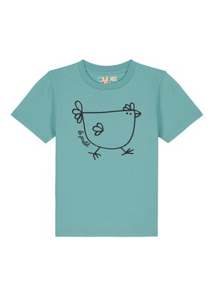 LE POULET DAS HUHN - T-Shirt print - teal monstera