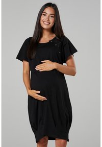 Happy Mama MATERNITY SKIN TO SKIN DELIVERY GOWN Nightie black
