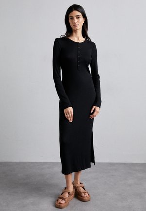 HENLEY DRESS - Maxikleid - black