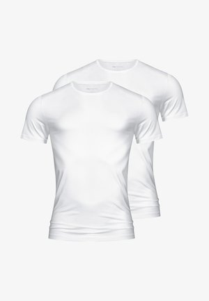 Hvide bomulds T-shirts i en pakke med to, med en klassisk rund hals, korte ærmer og en glat, blød tekstur.