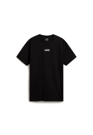 Zwarte katoenen t-shirt met een ronde hals en korte mouwen. Opvallend wit logo op de borst, met een relaxte pasvorm en een zachte textuur.