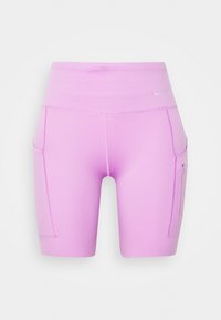 Rosa träningsshorts med hög midja, med sidofickor och en liten logodetalj. Tillverkade av stretchigt, slätt tyg.