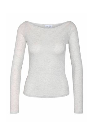 Noisy May, BLOUSE NMNUSA BOATNECK - Pikkade varrukatega topp - white melange