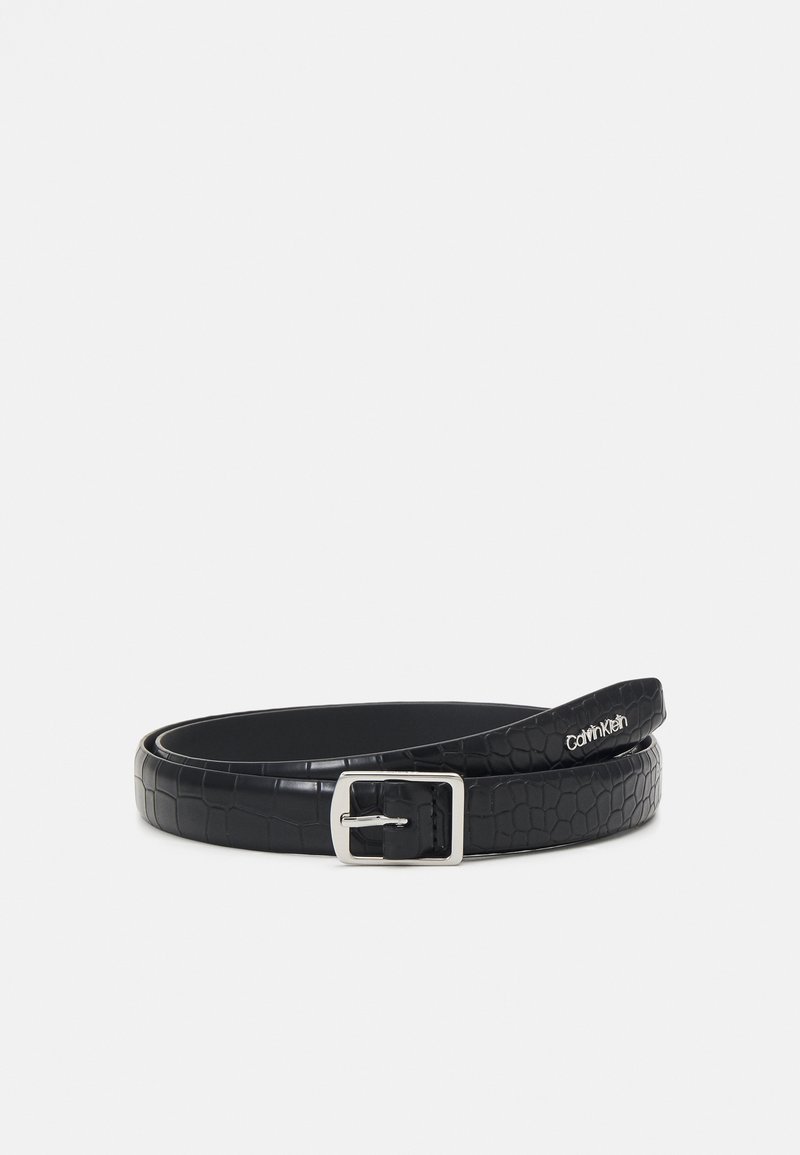 Calvin Klein SLIM BUCKLE BELT CROCO - Gürtel - black