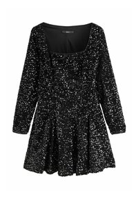 REGULAR FIT - SQUARE NECK FLIPPY MINI SEQUIN - Kokteilikleit/peokleit - black
