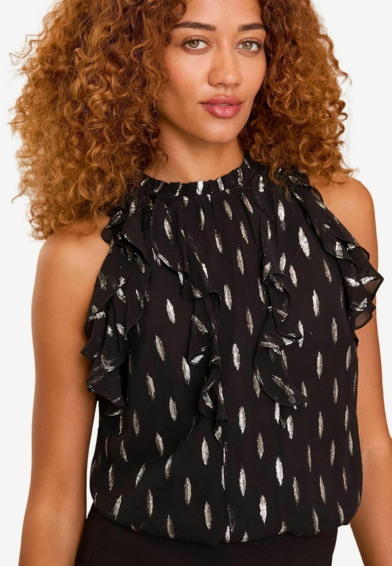 Love & Roses SLEEVELESS RUFFLE DETAIL REGULAR FIT - Blūze - black metallic