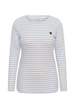 Kaffe Curve, KAFFE CURVE KCLIA T-SHIRT - T-shirt à manches longues - chalk blue fog - brown heart