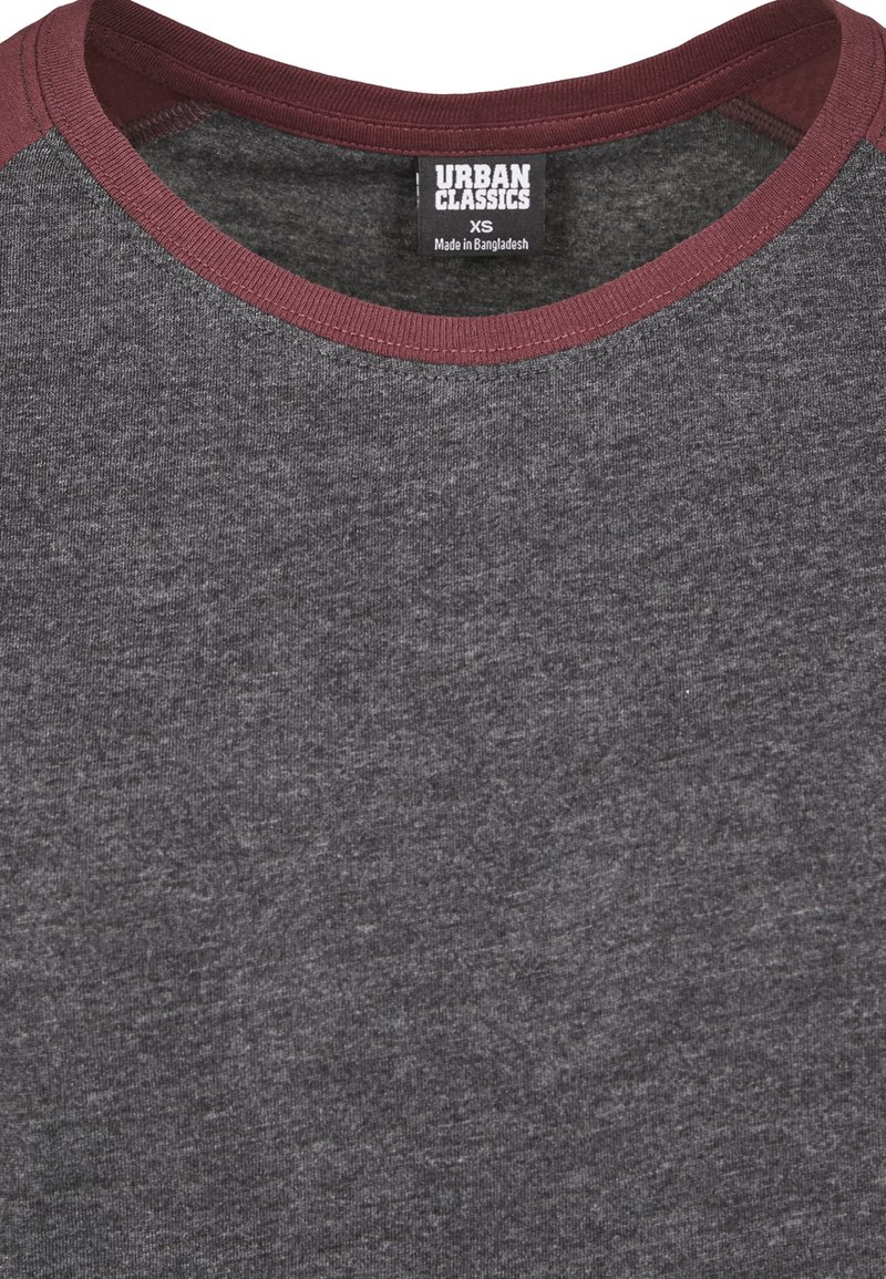 Damen T-Shirts | Urban Classics CONTRAST RAGLAN T-Shirt print charcoal/redwine/dunkelgrau - TH10514 Damen T-Shirts | Urban Classics CONTRAST RAGLAN T-Shirt print charcoal/redwine/dunkelgrau - TH10514