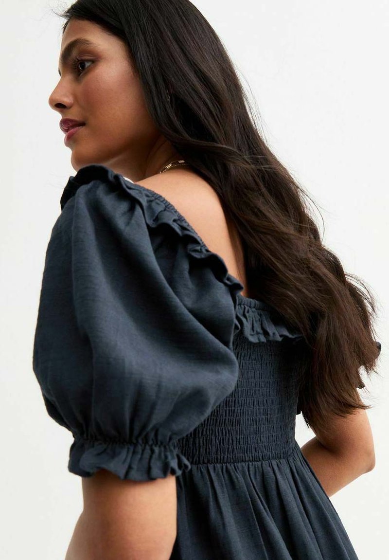 new look navy blue dress New Look scoop neck maxi satin dress in navy
