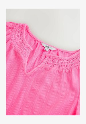 Next, REGULAR FIT - SHORT SLEEVE NOTCH NECK SHIRRED BUBBLEHEM T-SHIRT . - Bluse - fluorescent pink