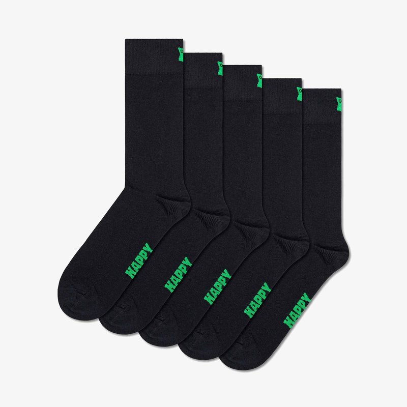 Happy Socks SOLID SOCKS UNISEX 5 PACK - Zeķes - black