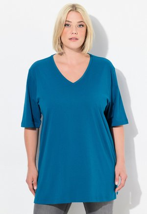 RAXED FIT V-NECK TEE 515283 - T-Shirt basic - cerulean