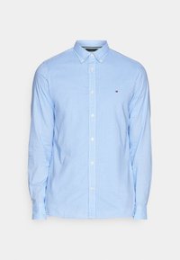 Camicia a maniche lunghe a quadri blu chiaro e bianco, con colletto button-down e un piccolo logo sul petto. Realizzata in una miscela di cotone.