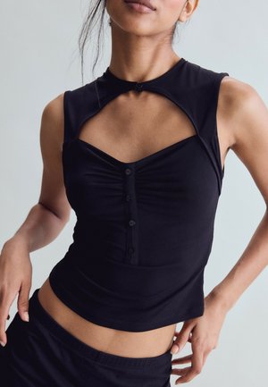 Stradivarius, FITTED RUCHED TOP - Top - black