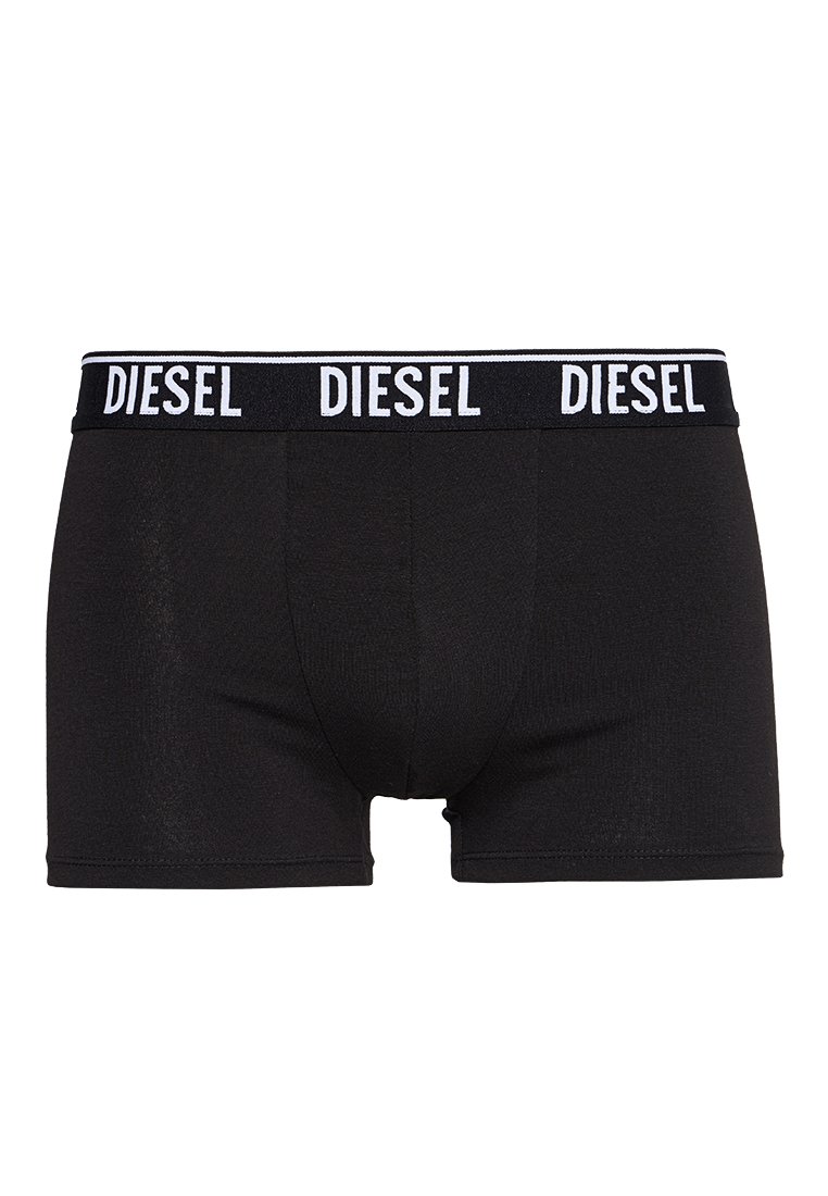 Boxer shorts de algodón negros con un diseño ajustado y una cinturilla elástica de marca. La cinturilla presenta letras en mayúsculas de color blanco: "DIESEL."