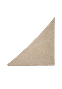 Tapis triangulaire beige avec une surface texturée, présentant un motif diagonal subtil et des bords nets. Convient à divers espaces intérieurs.