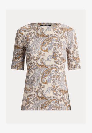 Lauren Ralph Lauren, PAISLEY STRETCH BOATNECK TEE - Trükipildiga T-särk - cream multicoloured