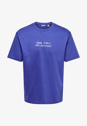 Only & Sons, ONSAARON LIFE TEE - T-shirt imprimé - dazzling blue