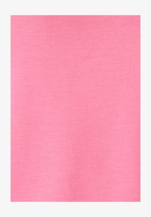 Tela de algodón rosa con una textura suave y ligero estiramiento. Color uniforme con mínimas variaciones. Adecuada para ropa casual o para usar en capas.