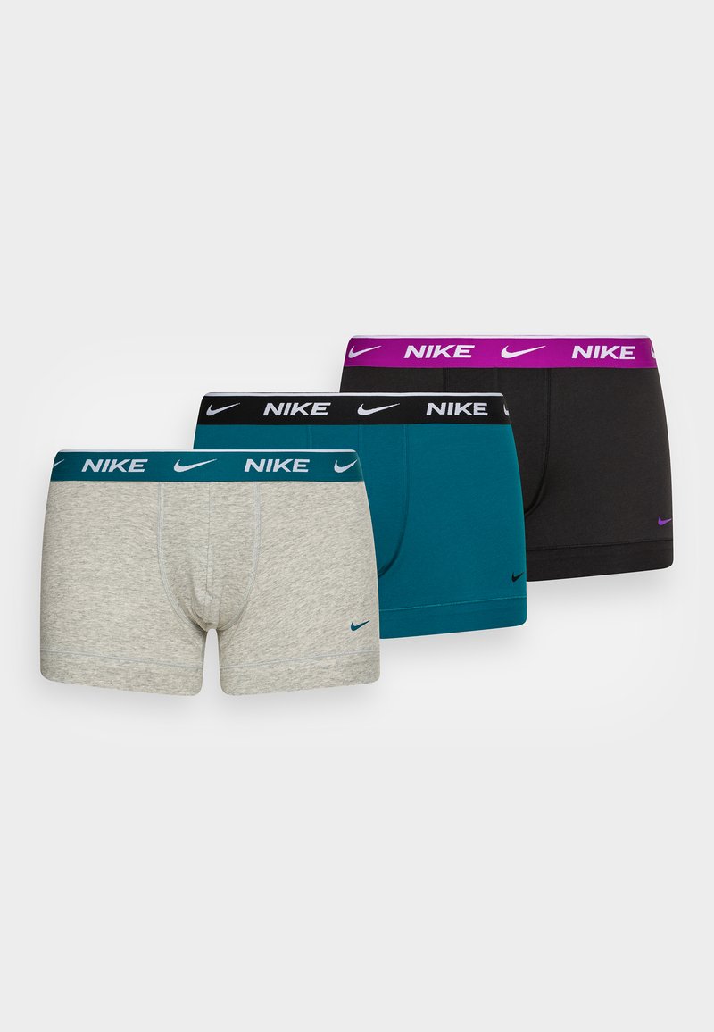 Nike Underwear - STRETCH TRUNK 3 PACK - Culotte - grey heather/bright spruce/black, Ampliar