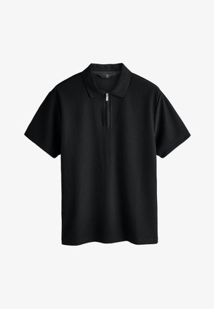 Next, REGULAR FIT - TEXTURED SMART ZIP NECK POLO SHIRT . - Polo - black