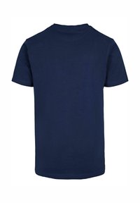 Navyblaues T-Shirt aus Baumwolle, mit kurzen Ärmeln, einem Rundhalsausschnitt und einem schlichten, unauffälligen Design.