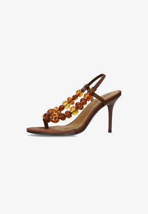 sacha, BRAUNE SANDALETTEN MIT PERLEN - Sandalen met hoge hak - brown